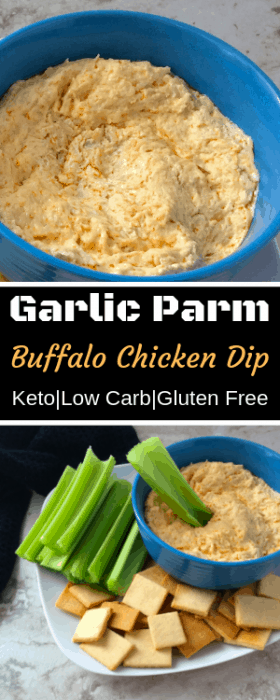 Keto Garlic Parmesan Buffalo Chicken Dip 